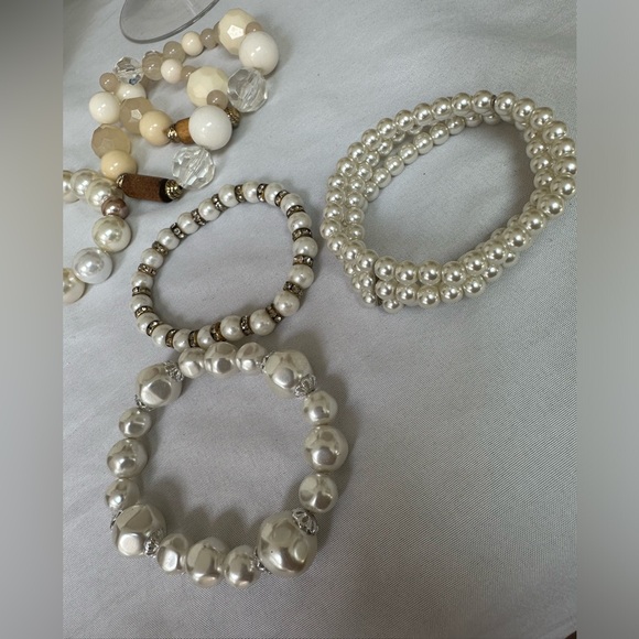 Set of 8 vintage stretch bead bracelets - Picture 8 of 10